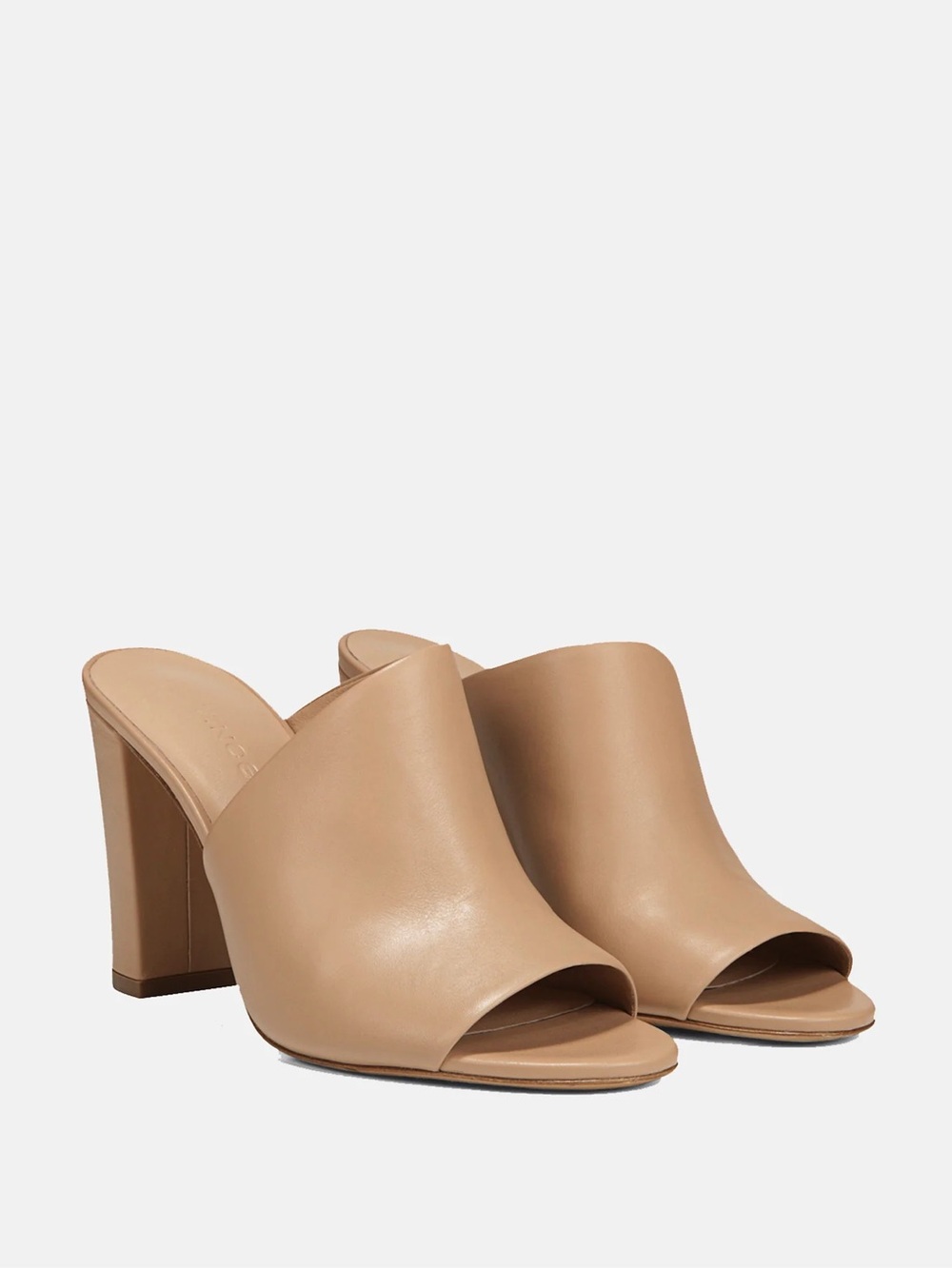 VINCE Hanna Leather Mule, Classic Tan Leather Open-Toe Mule Heels, size 8.5